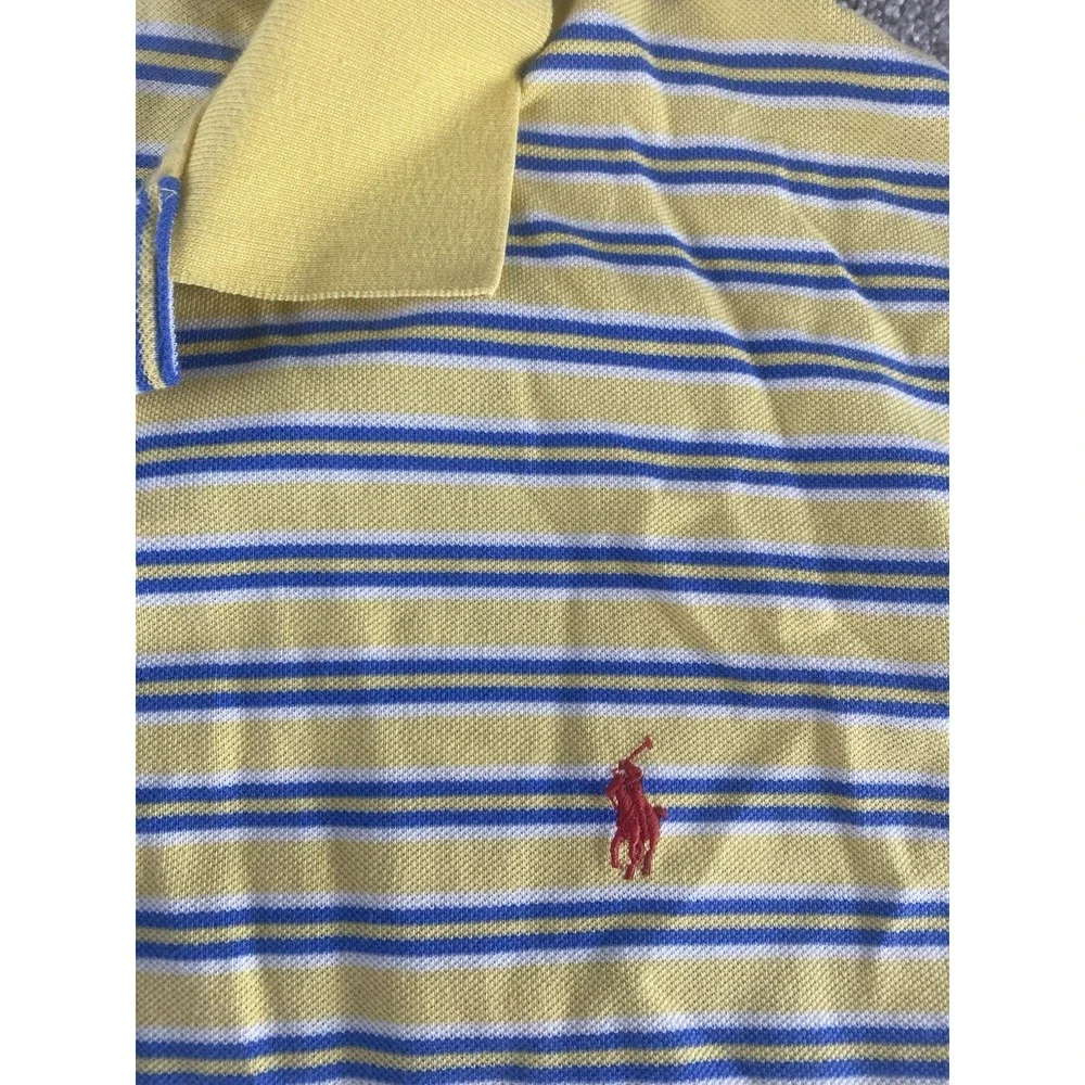Polo Ralph Lauren Yellow/White/Blue Striped Polo Mens 4XB Red Pony Preppy Cotton